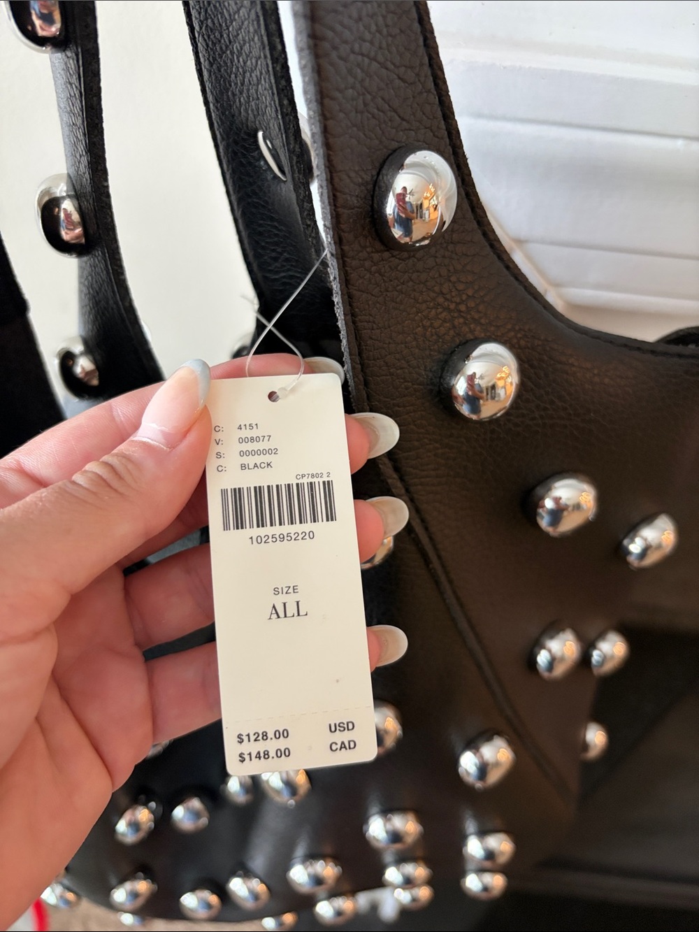 Anthropologie Sonia Medium Slouchy Studded Tote Bag - Black - Picture 3 of 7